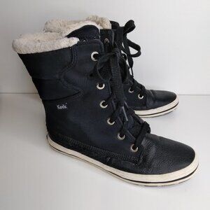 Keds Faux Fur Lining Black Boots Size 7.5